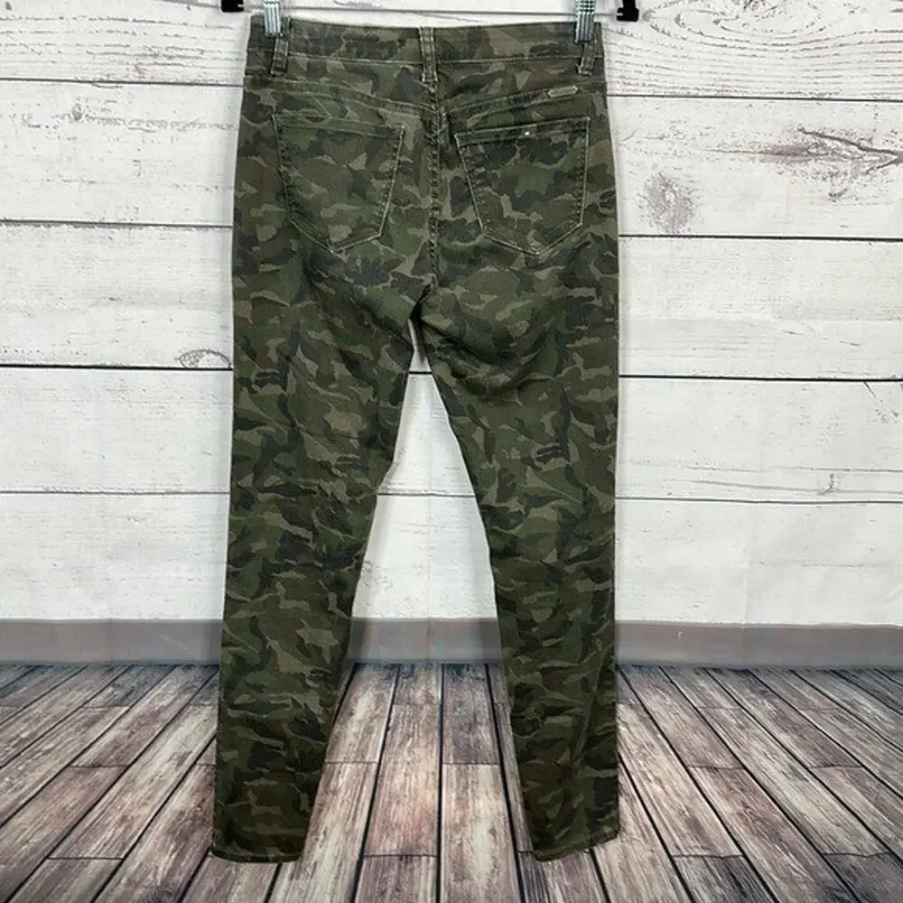 Kancan Jeans Womens 26 Green Camo Ankle Skinny‎ Midrise Stretch Casual